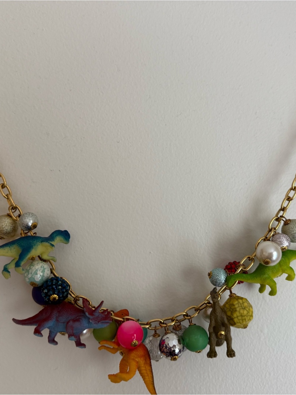 Colorful Dinosaur Charm Necklace - Multicolor Dino Bead Necklace